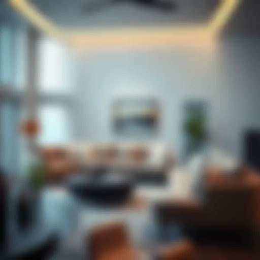 Stylish contemporary living room featuring a plush sofa set