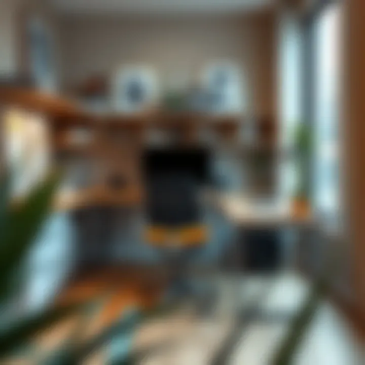 A Modern Design Workspace Featuring a Drafting Chair Stylish stationary drafting chair in a modern design office