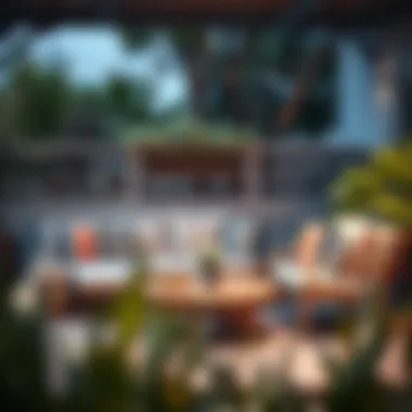 Stylish Arrangement of Patio Furniture and Cushions Stylish arrangement of patio furniture with cushions for comfort