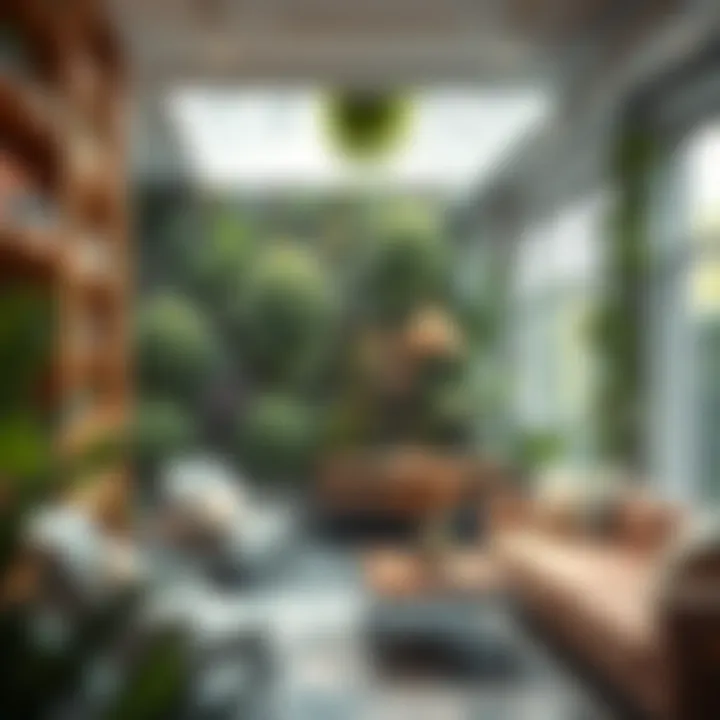 Sustainable design featuring foliage walls in urban settings