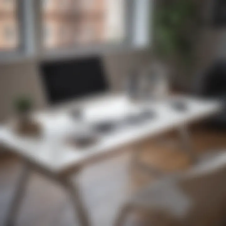 A minimalist table top laptop desk featuring sleek design