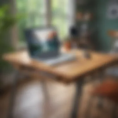 A vibrant table top laptop desk made of eco-friendly materials