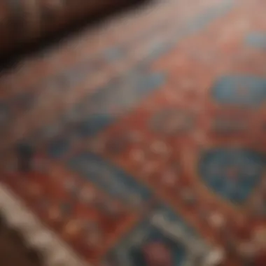 Close-up of textured fabric on a large rug