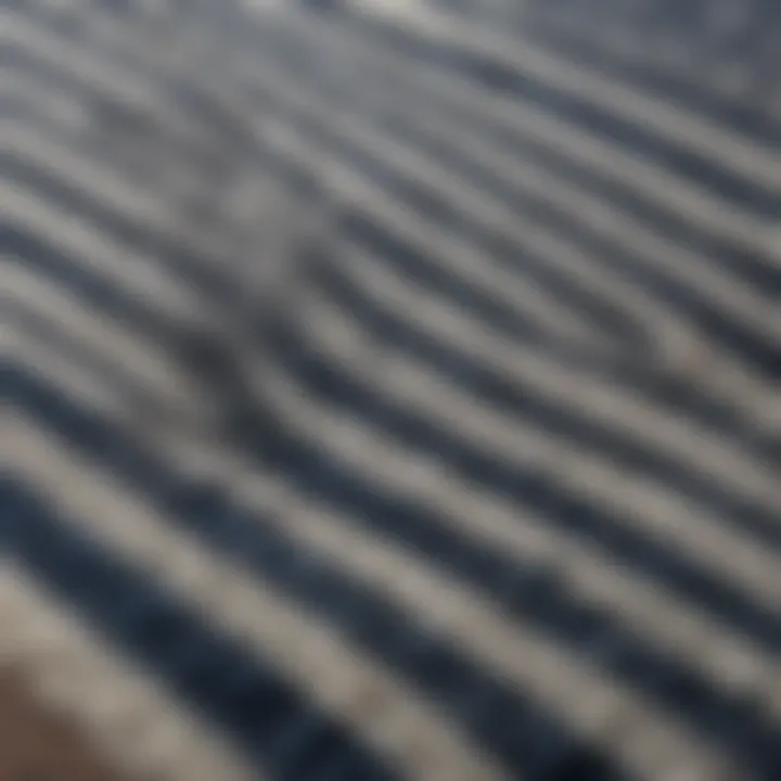 Close-up details of a finely woven navy and white oriental rug