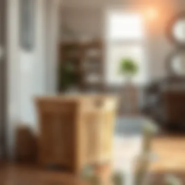 Elegant Wooden Laundry Basket Elegant wooden laundry basket integrated into a stylish living space