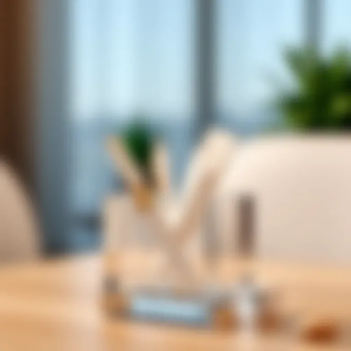 Contemporary Acrylic Qtip Holder Modern acrylic qtip holder showcasing transparency and minimalism