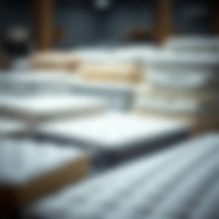 Variety of mattress pads arranged on display