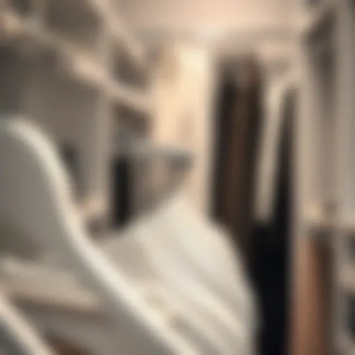Elegant display of white hangers enhancing closet organization