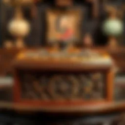 Elegant wooden lidded box with intricate carvings