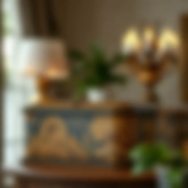 Vintage lidded box styled as a decorative accent piece