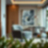 Elegant velvet rolling chair set against a modern interior backdrop