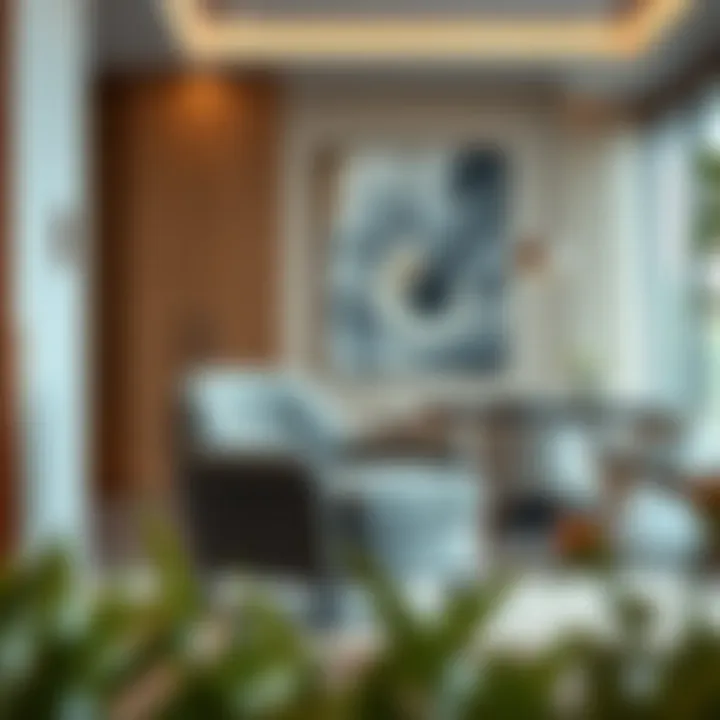 Elegant velvet rolling chair set against a modern interior backdrop