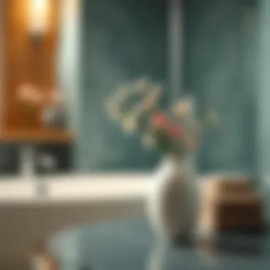 Elegant ceramic vase with fresh flowers in a modern bathroom setting