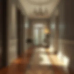 Elegant hallway adorned with a stylish carpet runner