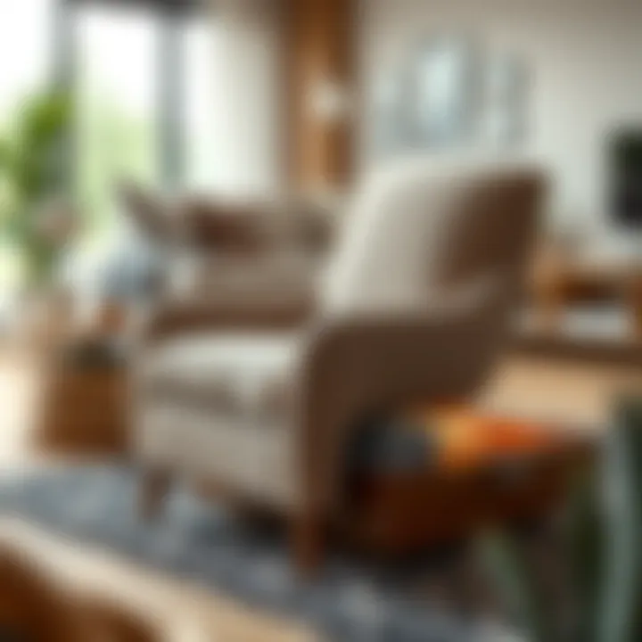 Stylish chair with hidden storage space in a contemporary living room setting