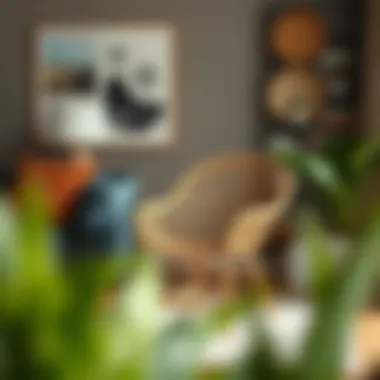 Rattan Chair in Stylish Decor Rattan task chair paired with stylish interior decor