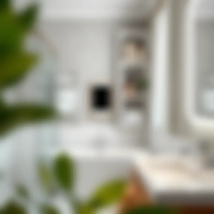 Chic Bathroom Design with a White Corner Ladder Shelf Modern white corner ladder shelf in a chic bathroom setting