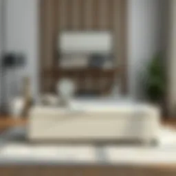 Elegant white fabric storage bench in a modern living room setting