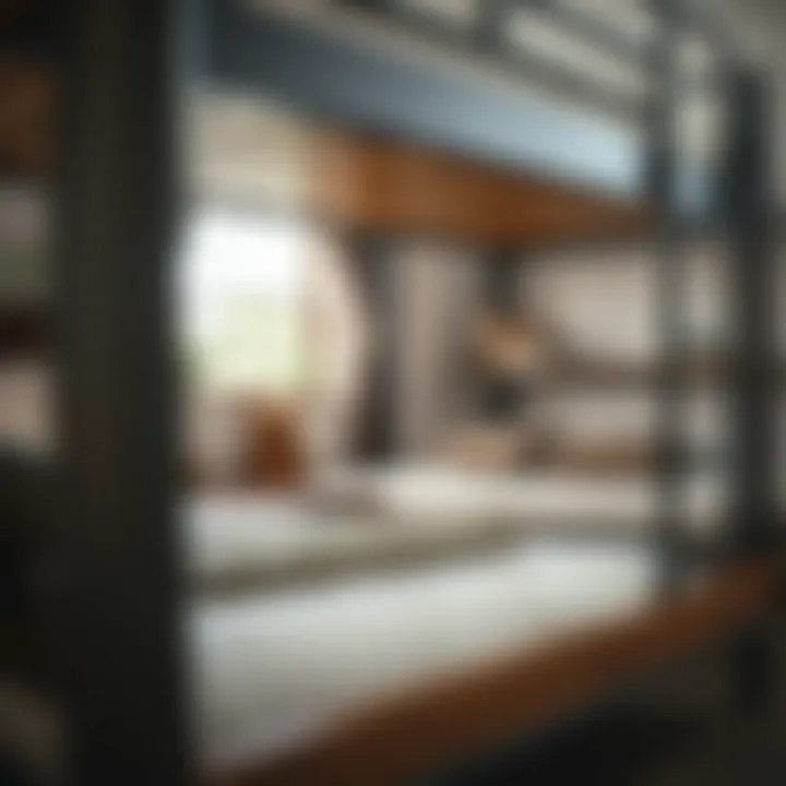 Trundle Bed Feature of Twin Bunk Beds Close-up of the trundle bed feature under a twin bunk bed