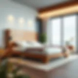 A luxurious wooden bed frame showcasing contemporary design.