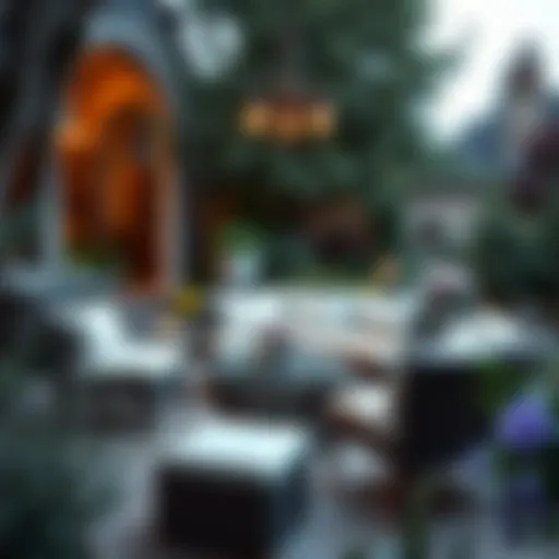 Elegant patio conversation set in a serene garden