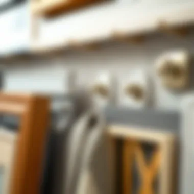 Close-up of various command hooks used for frame mounting