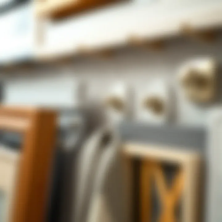 Close-up of various command hooks used for frame mounting