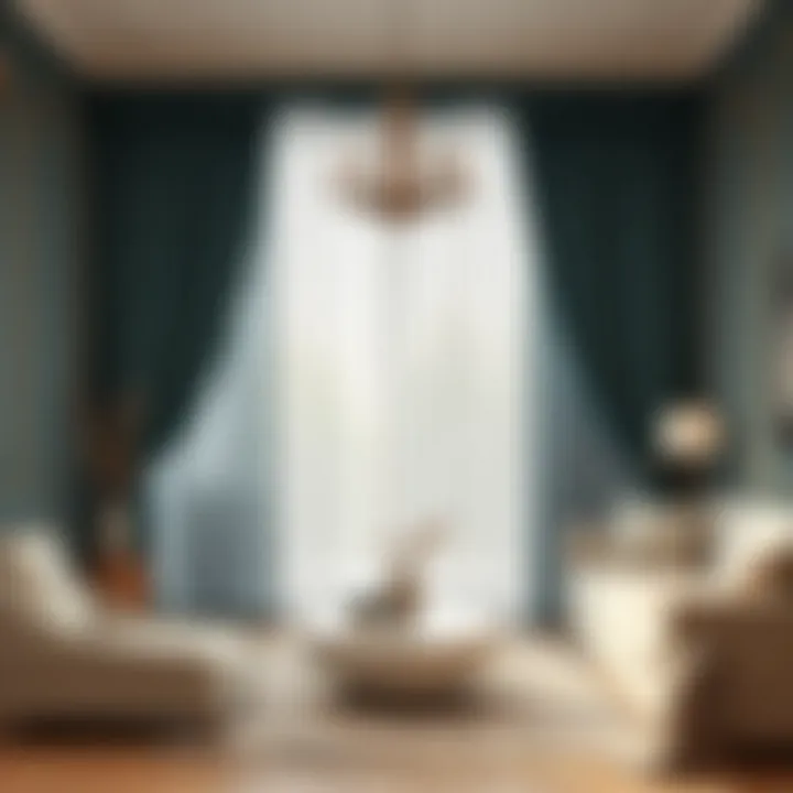 Elegant living room adorned with luxurious velvet curtains